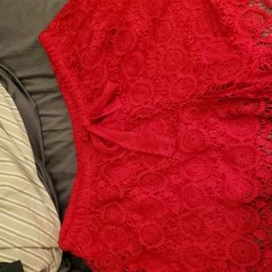 Red lace shorts.